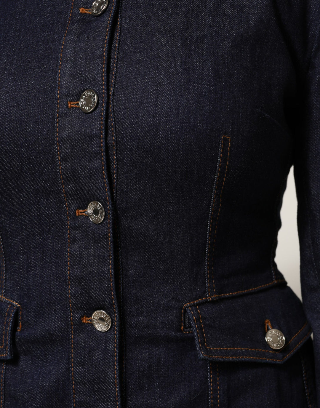 Dolce &amp; Gabbana Dark Blue Cotton Collared Denim Coat Jacket