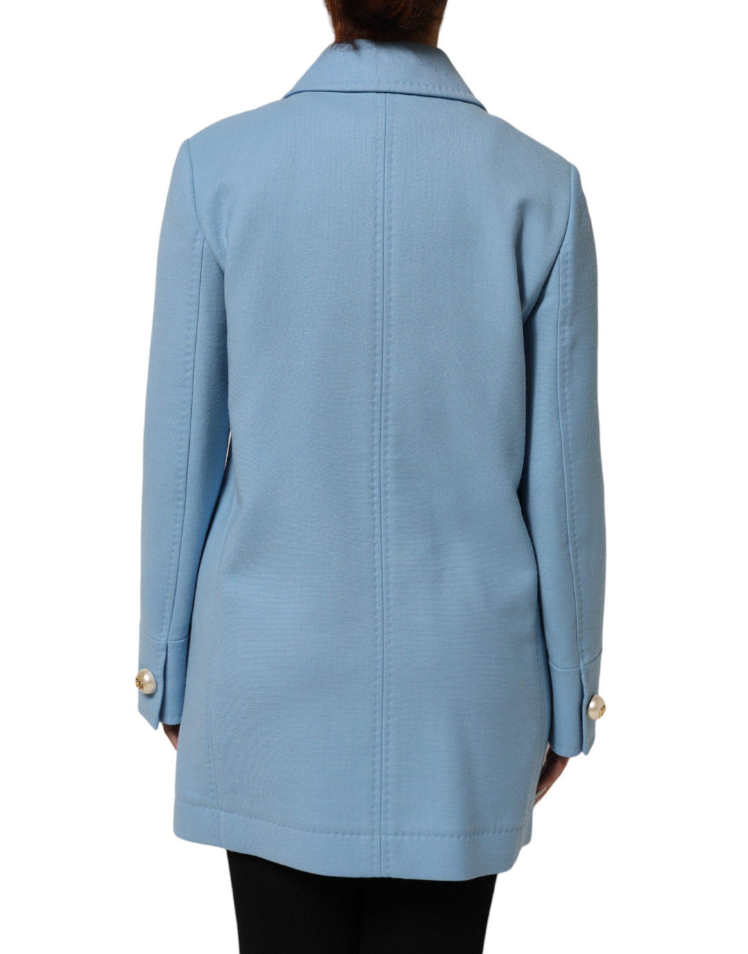Dolce &amp; Gabbana Blue Buttoned Down Trench Coat Jacket