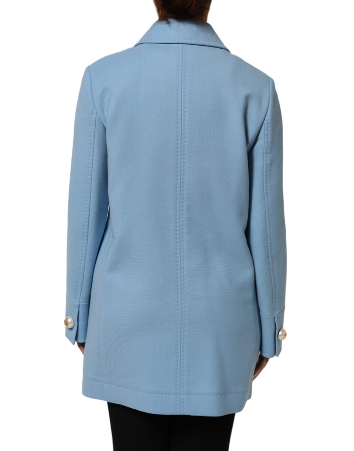 Dolce &amp; Gabbana Blue Buttoned Down Trench Coat Jacket