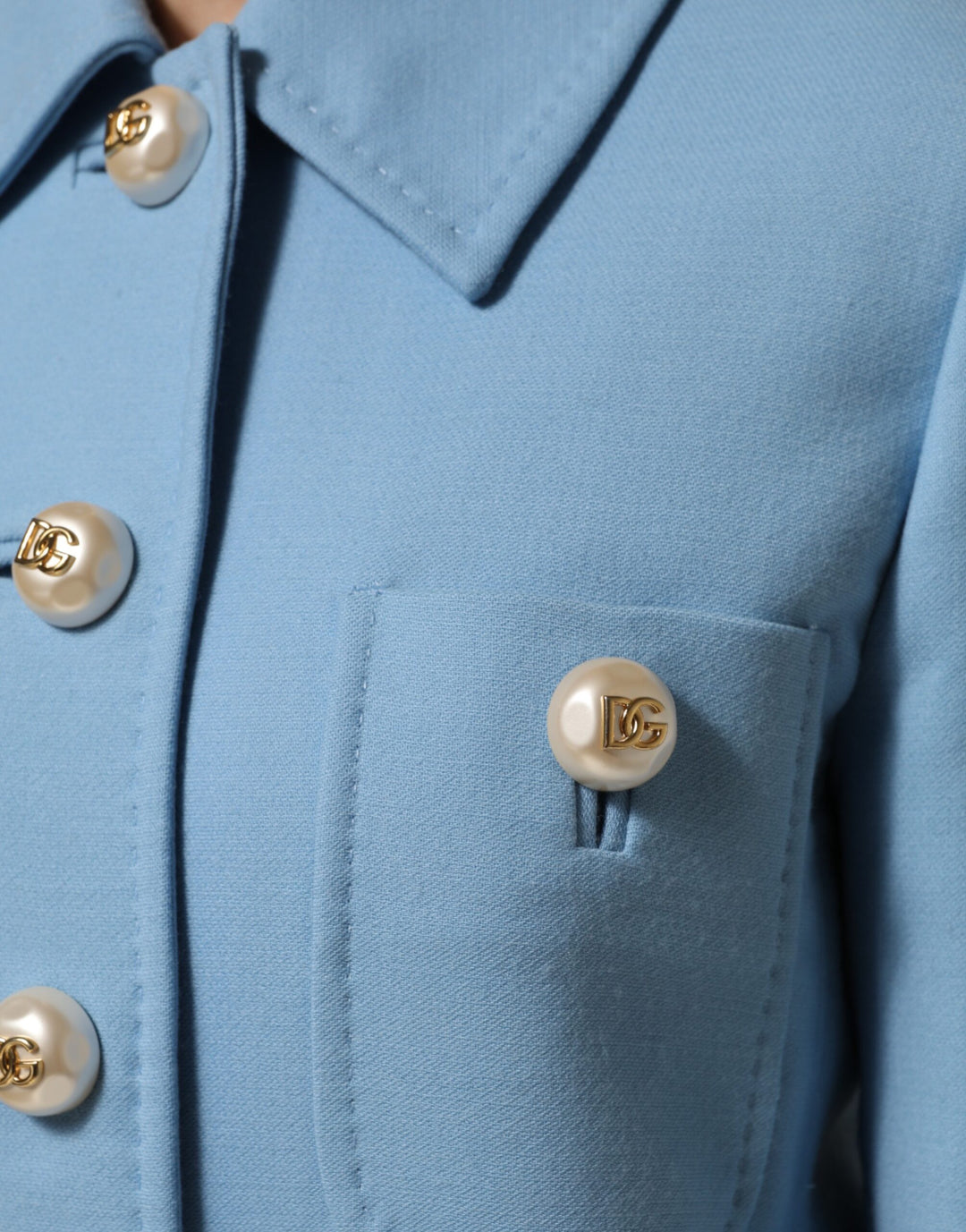 Dolce &amp; Gabbana Blue Buttoned Down Trench Coat Jacket