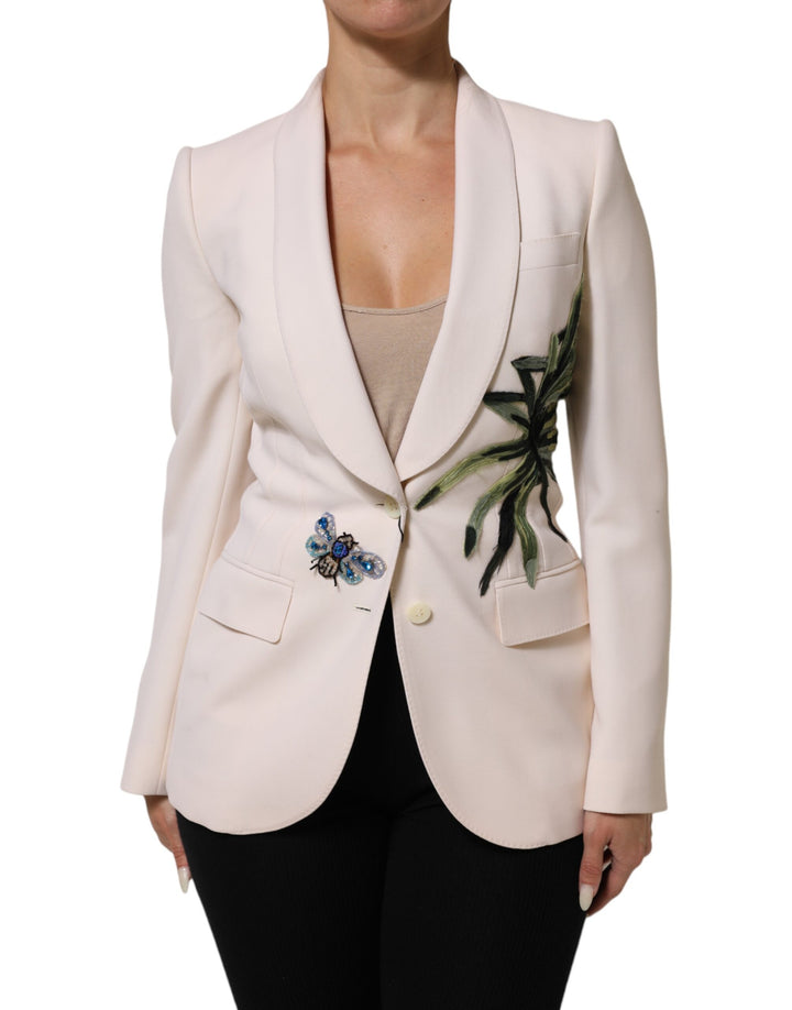 Dolce &amp; Gabbana Beige Embroidered Single Breasted Jacket