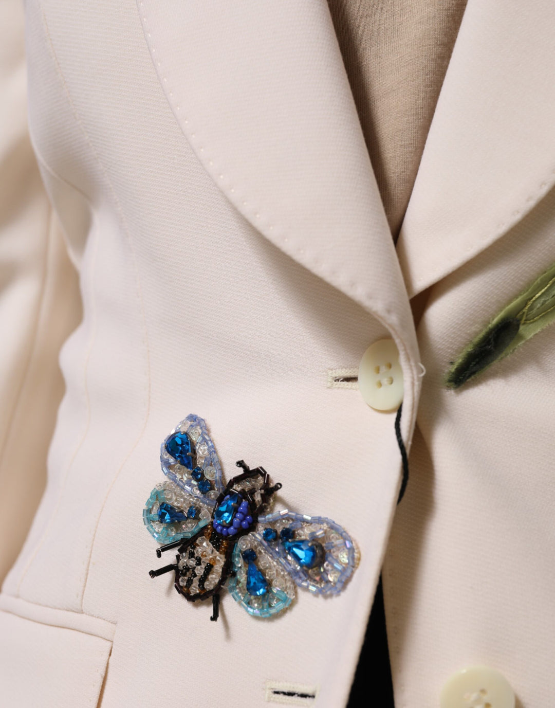 Dolce &amp; Gabbana Beige Embroidered Single Breasted Jacket