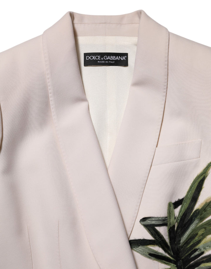 Dolce &amp; Gabbana Beige Embroidered Single Breasted Jacket