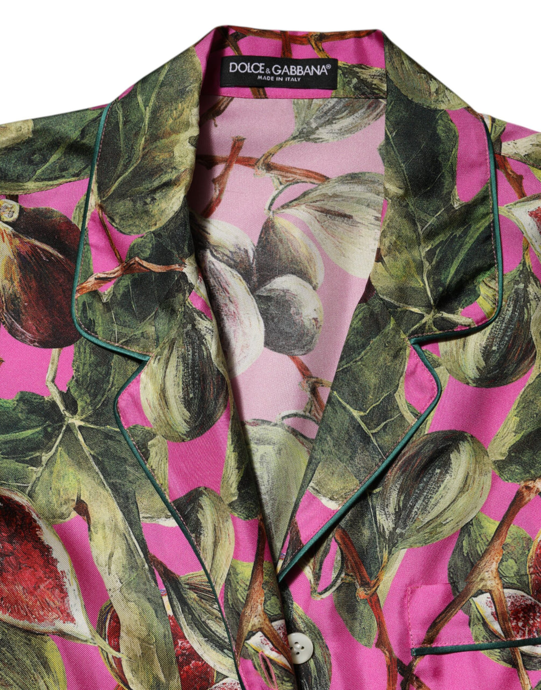 Dolce &amp; Gabbana Hot Pink Fig Printed Silk Shirt Blouse Top