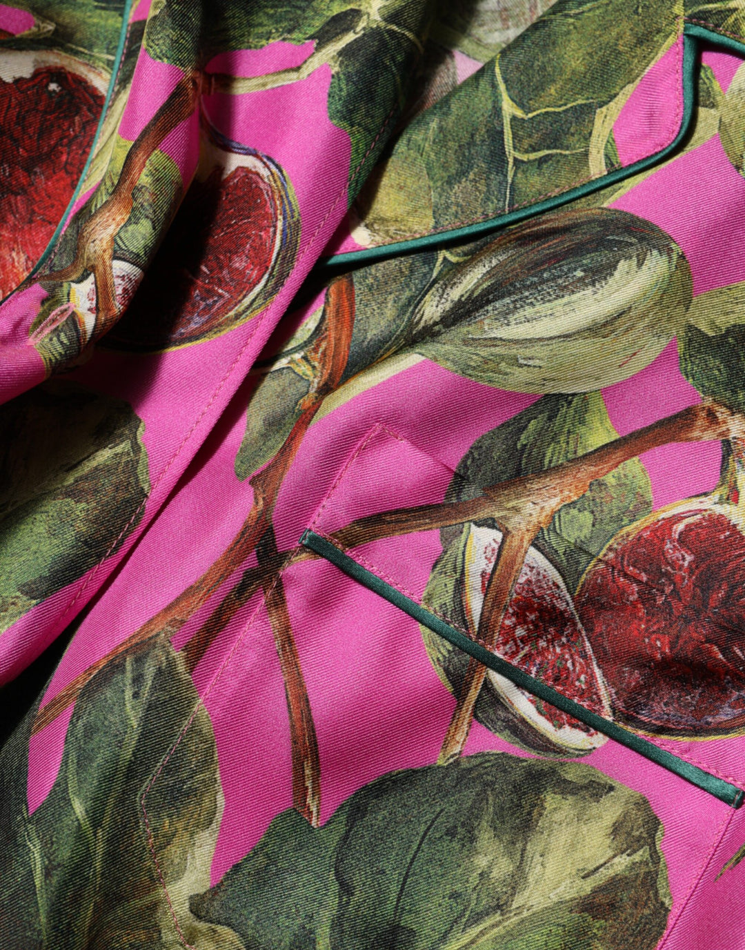 Dolce &amp; Gabbana Hot Pink Fig Printed Silk Shirt Blouse Top