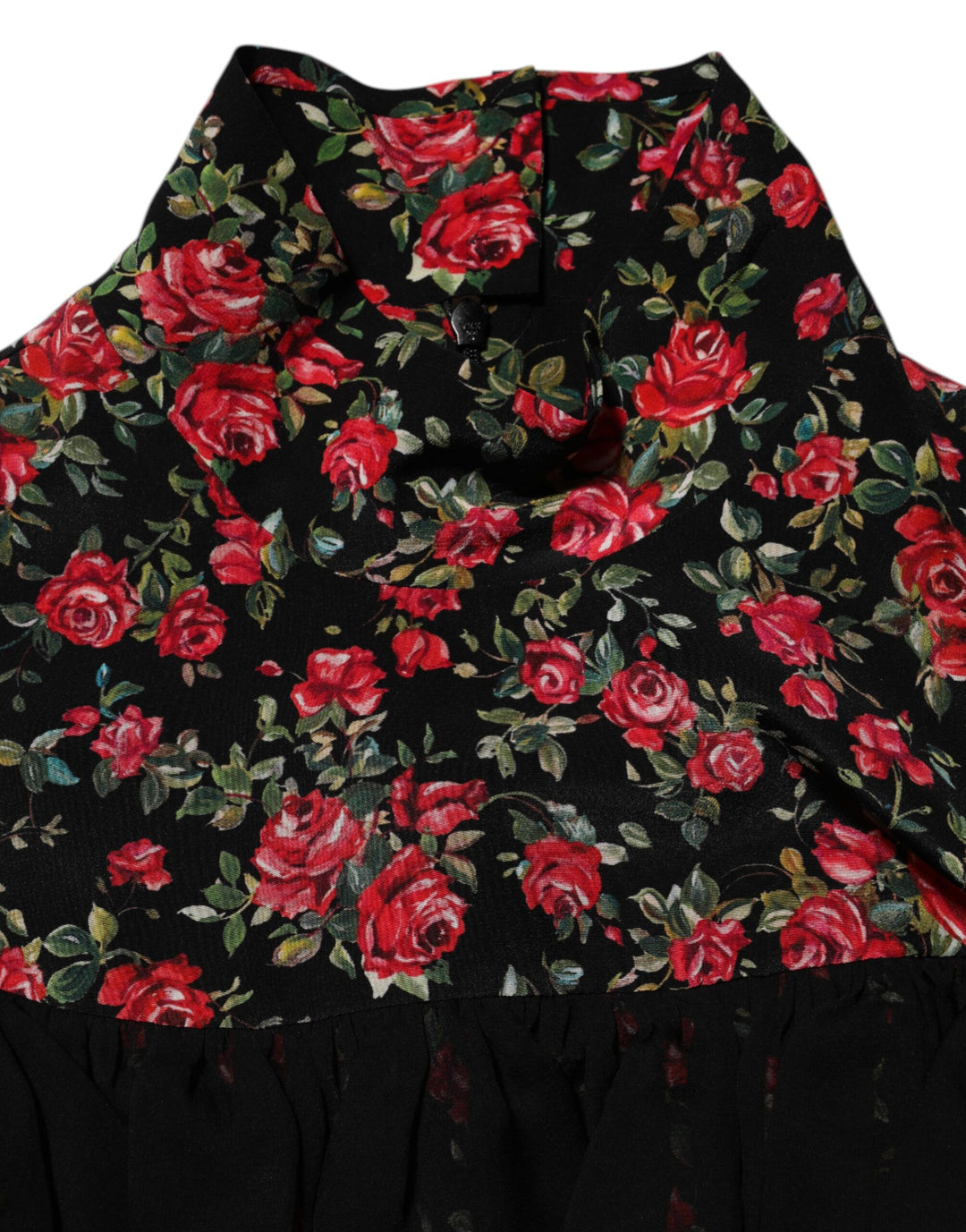 Dolce &amp; Gabbana Black Floral Print Long Sleeve Blouse Top
