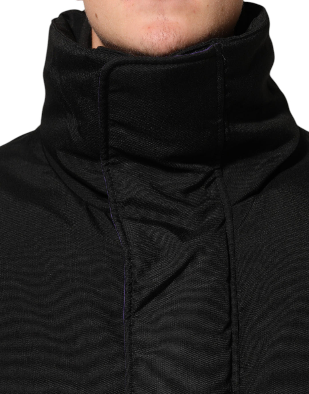 Dolce &amp; Gabbana Black Nylon Puffer Men Full Zip Jacket