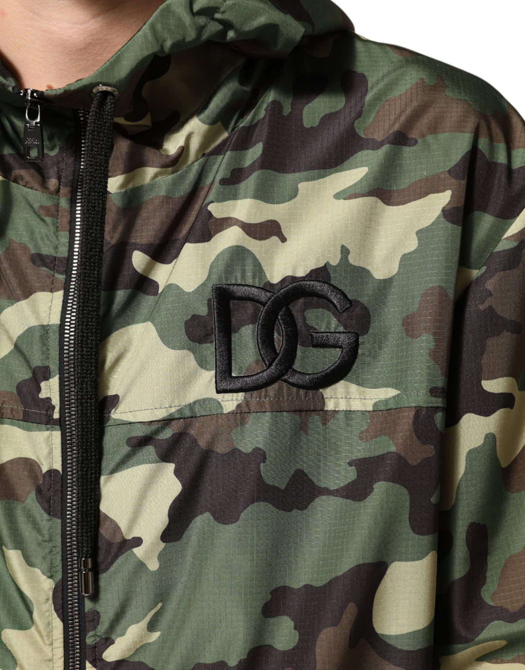 Dolce &amp; Gabbana Green Camouflage Hooded Sweatshirt Jacket