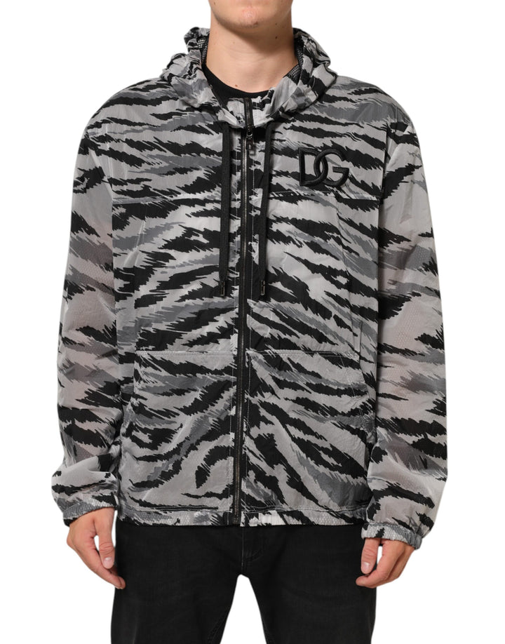 Dolce &amp; Gabbana Gray Camouflage Hooded Sweatshirt Jacket