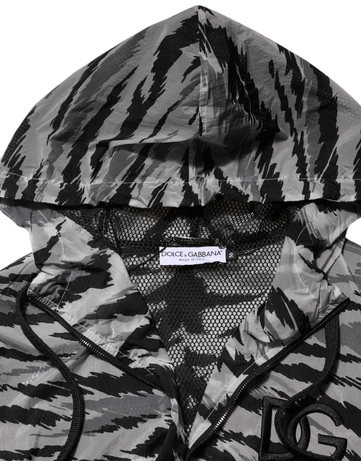 Dolce &amp; Gabbana Gray Camouflage Hooded Sweatshirt Jacket