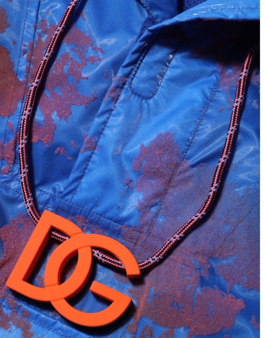 Dolce &amp; Gabbana Blue Tie Dye Logo Hooded Sweatshirt Jacket