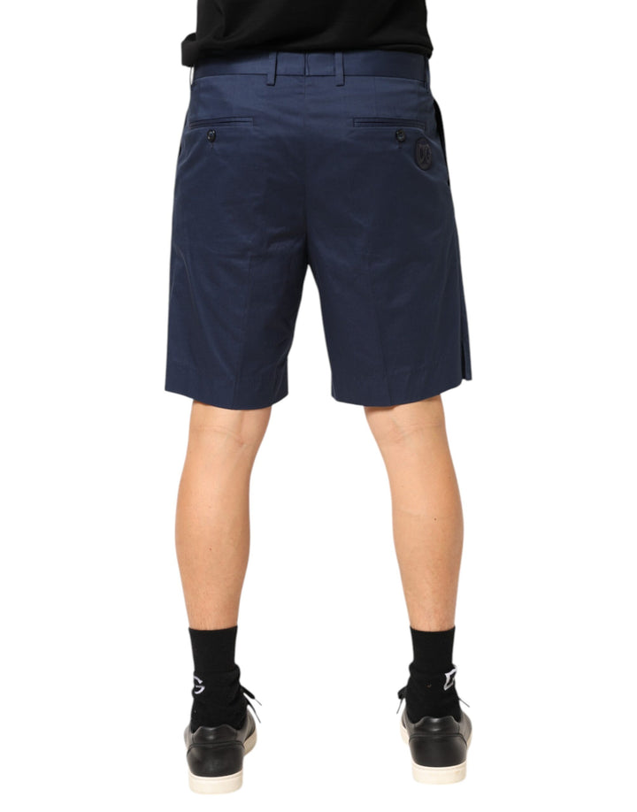 Dolce &amp; Gabbana Blue Cotton Stretch Mid Waist Bermuda Shorts