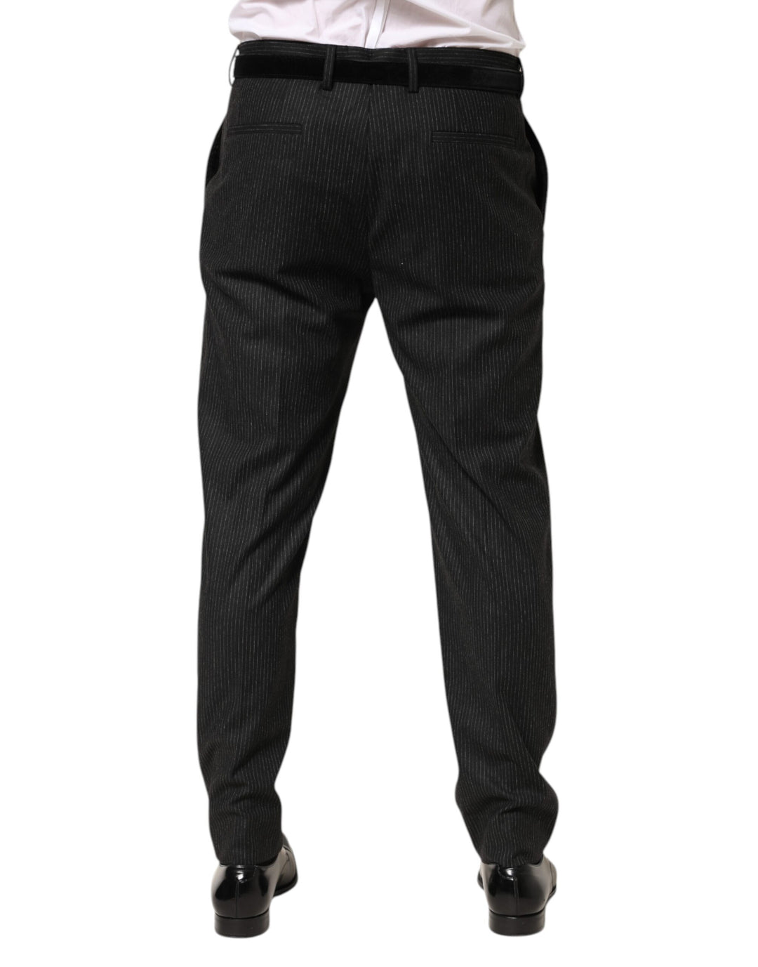 Dolce &amp; Gabbana Black Cotton Mid Waist Dress Trouser Pants