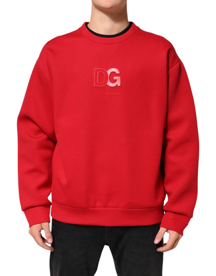 Dolce &amp; Gabbana Red DG Logo Crew Neck Men Sweatshirt Sweater