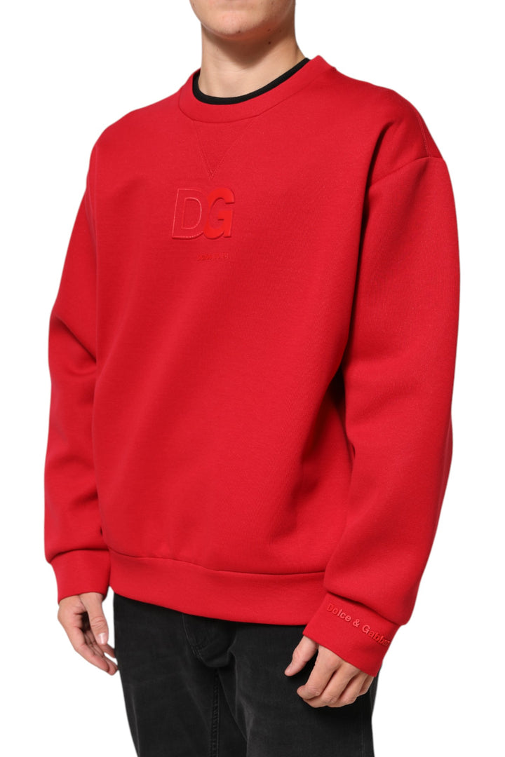Dolce &amp; Gabbana Red DG Logo Crew Neck Men Sweatshirt Sweater
