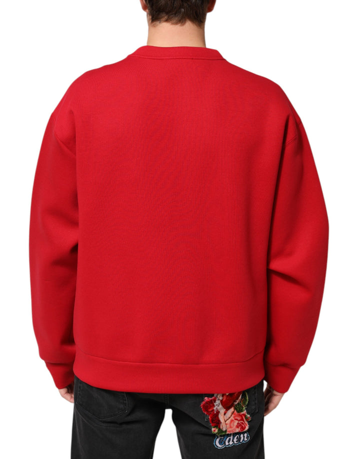 Dolce &amp; Gabbana Red DG Logo Crew Neck Men Sweatshirt Sweater
