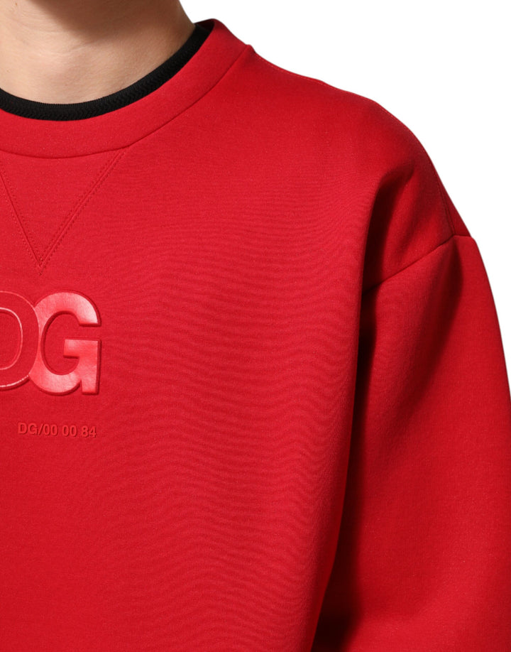 Dolce &amp; Gabbana Red DG Logo Crew Neck Men Sweatshirt Sweater
