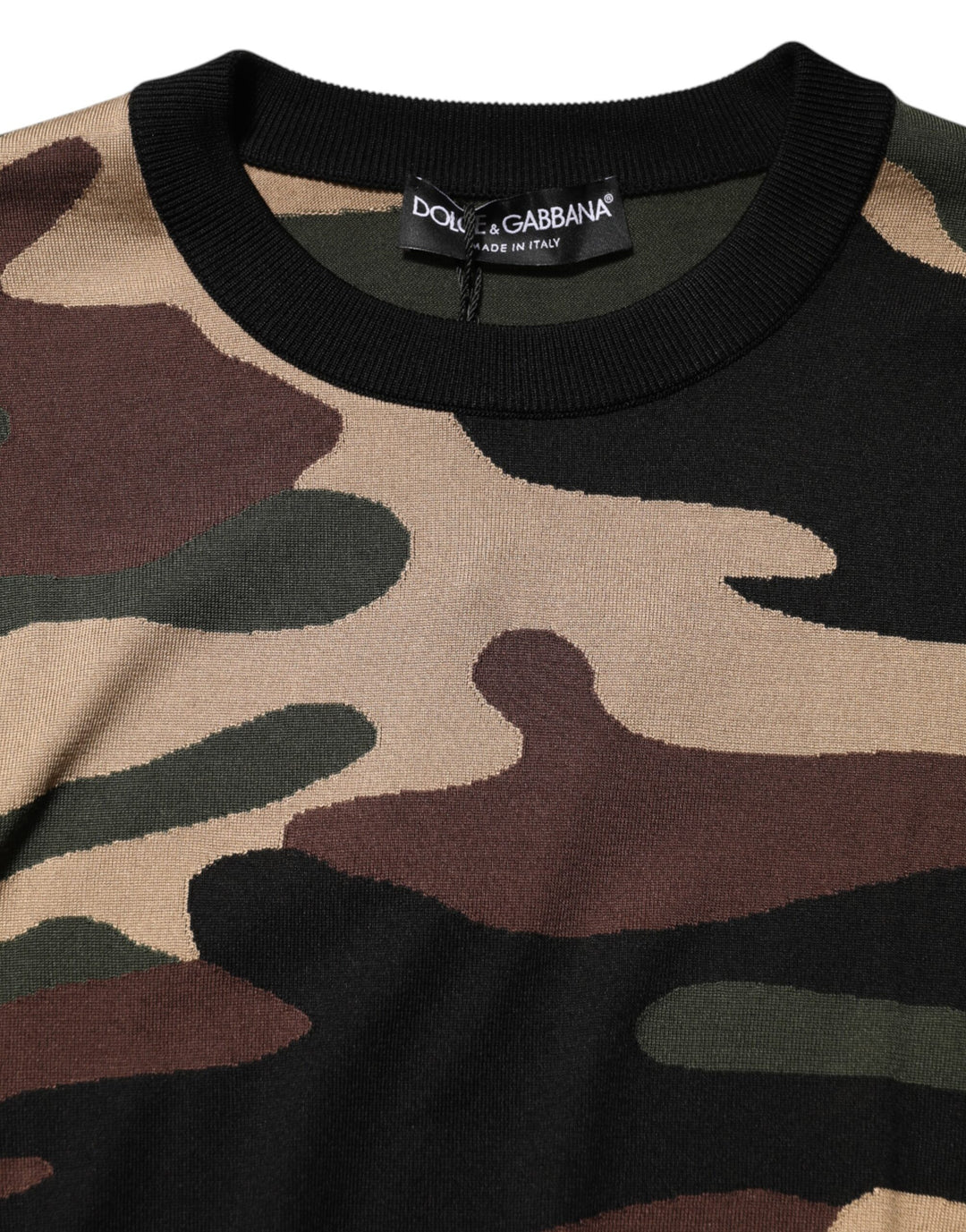 Dolce &amp; Gabbana Multicolor Camouflage Crew Neck Men Pullover Sweater