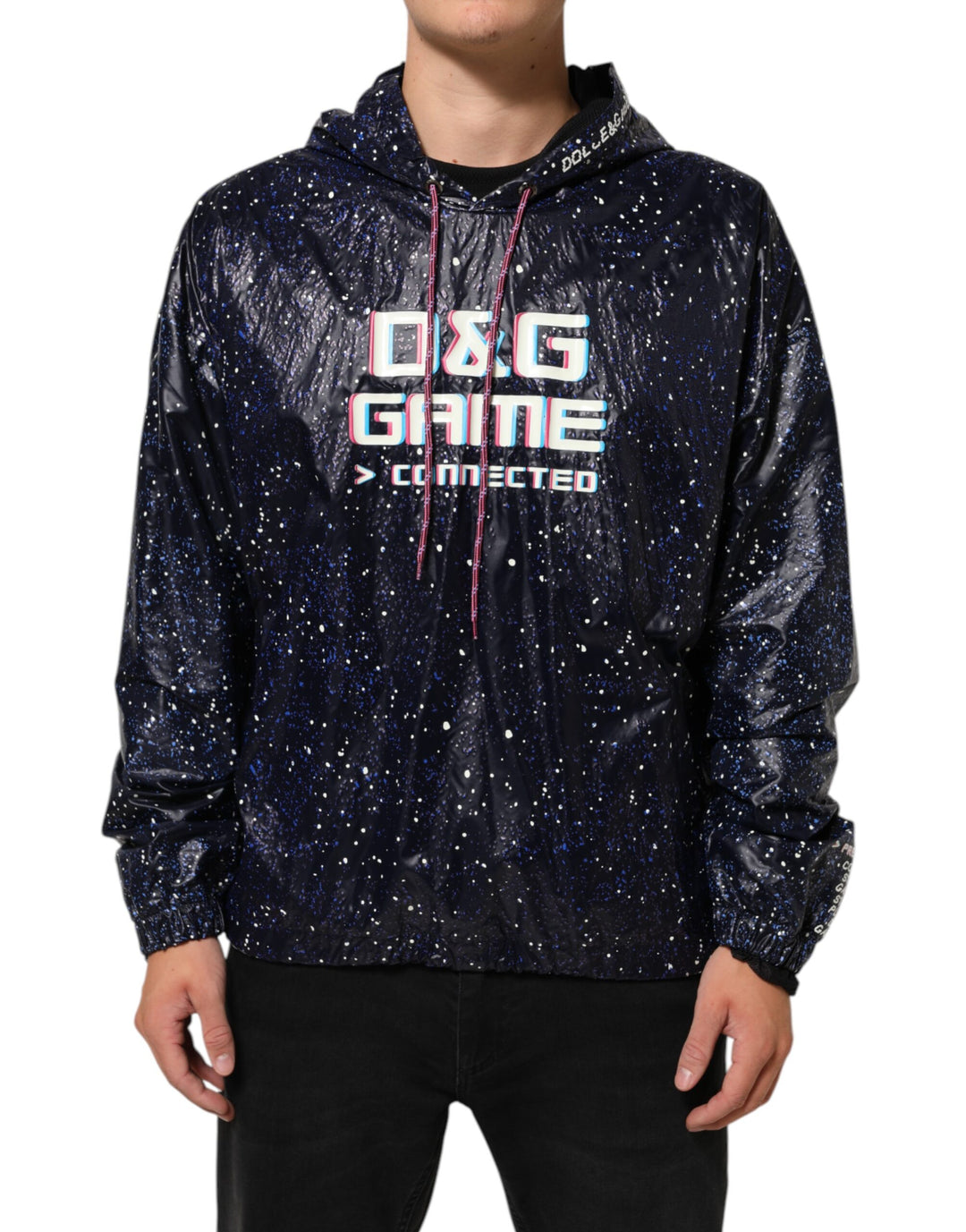 Dolce &amp; Gabbana Blue D&amp;G Game Hooded Men Sweatshirt Sweater