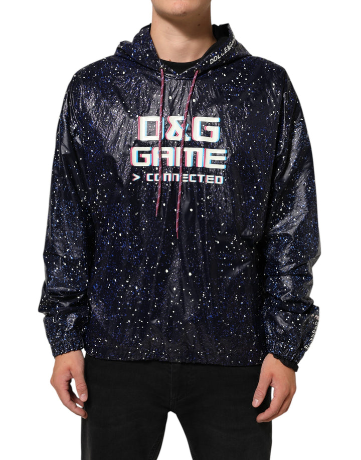 Dolce &amp; Gabbana Blue D&amp;G Game Hooded Men Sweatshirt Sweater