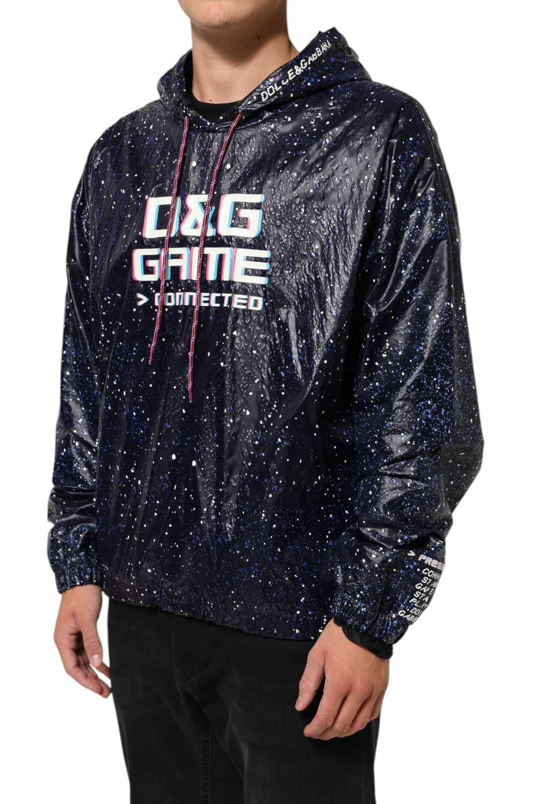 Dolce &amp; Gabbana Blue D&amp;G Game Hooded Men Sweatshirt Sweater