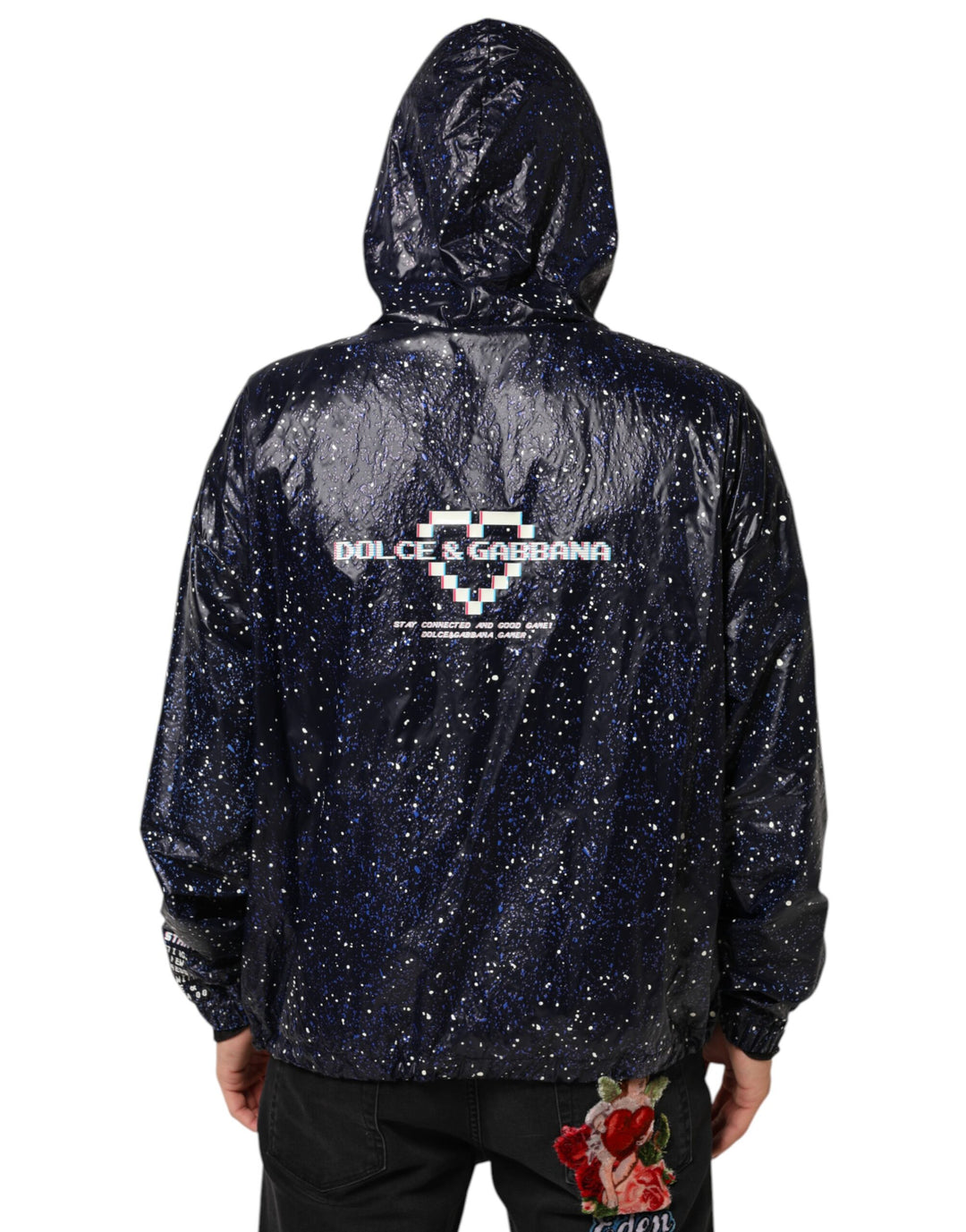 Dolce &amp; Gabbana Blue D&amp;G Game Hooded Men Sweatshirt Sweater