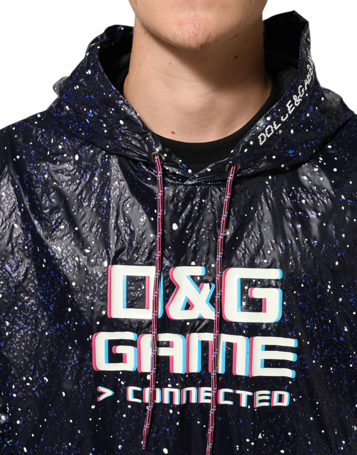 Dolce &amp; Gabbana Blue D&amp;G Game Hooded Men Sweatshirt Sweater