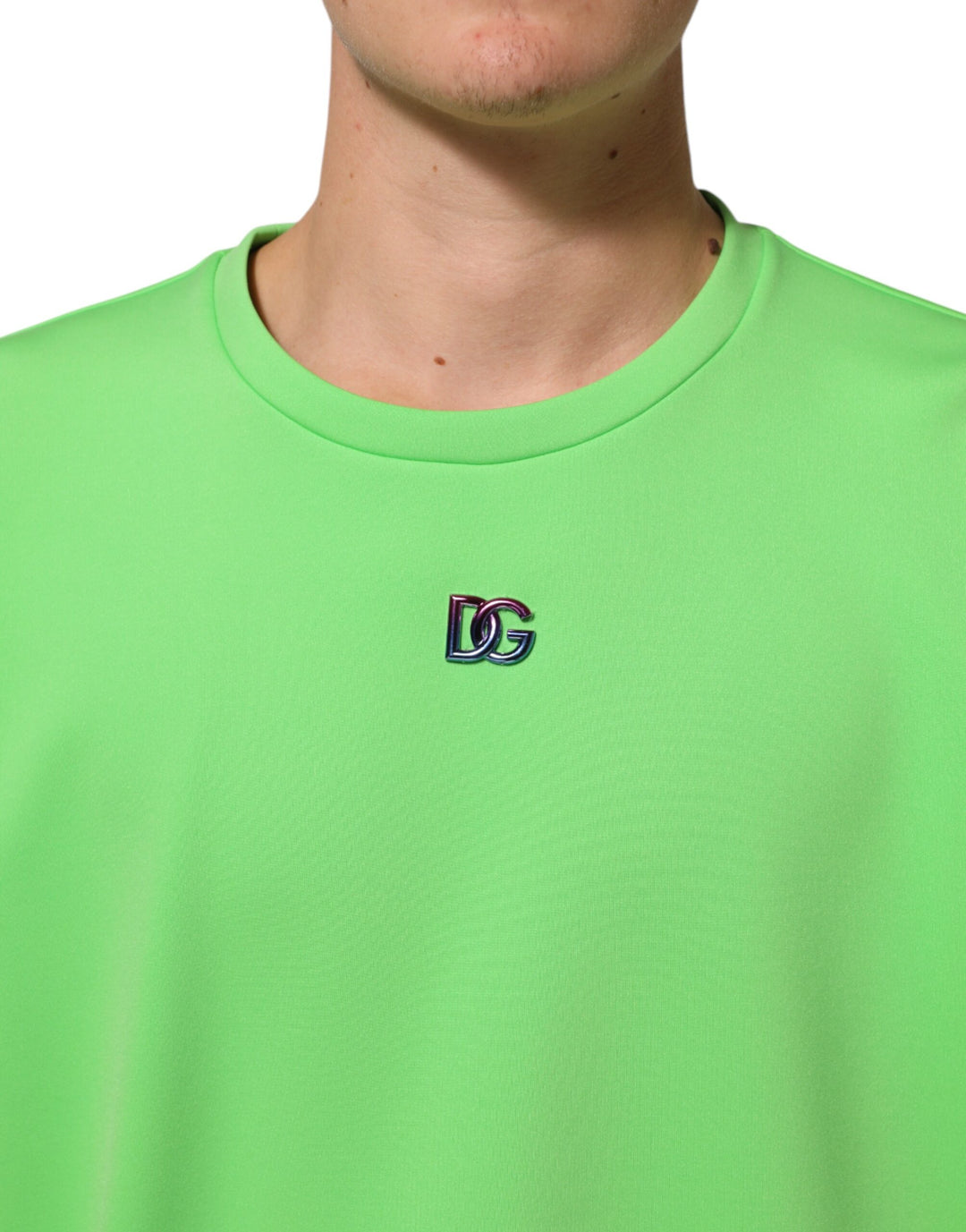 Dolce &amp; Gabbana Green Logo Crew Neck Short Sleeves T-shirt