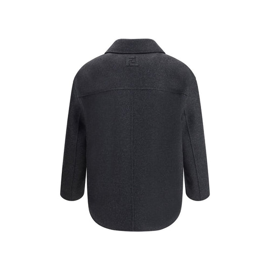 Fendi Gray Fleece Wool Coat