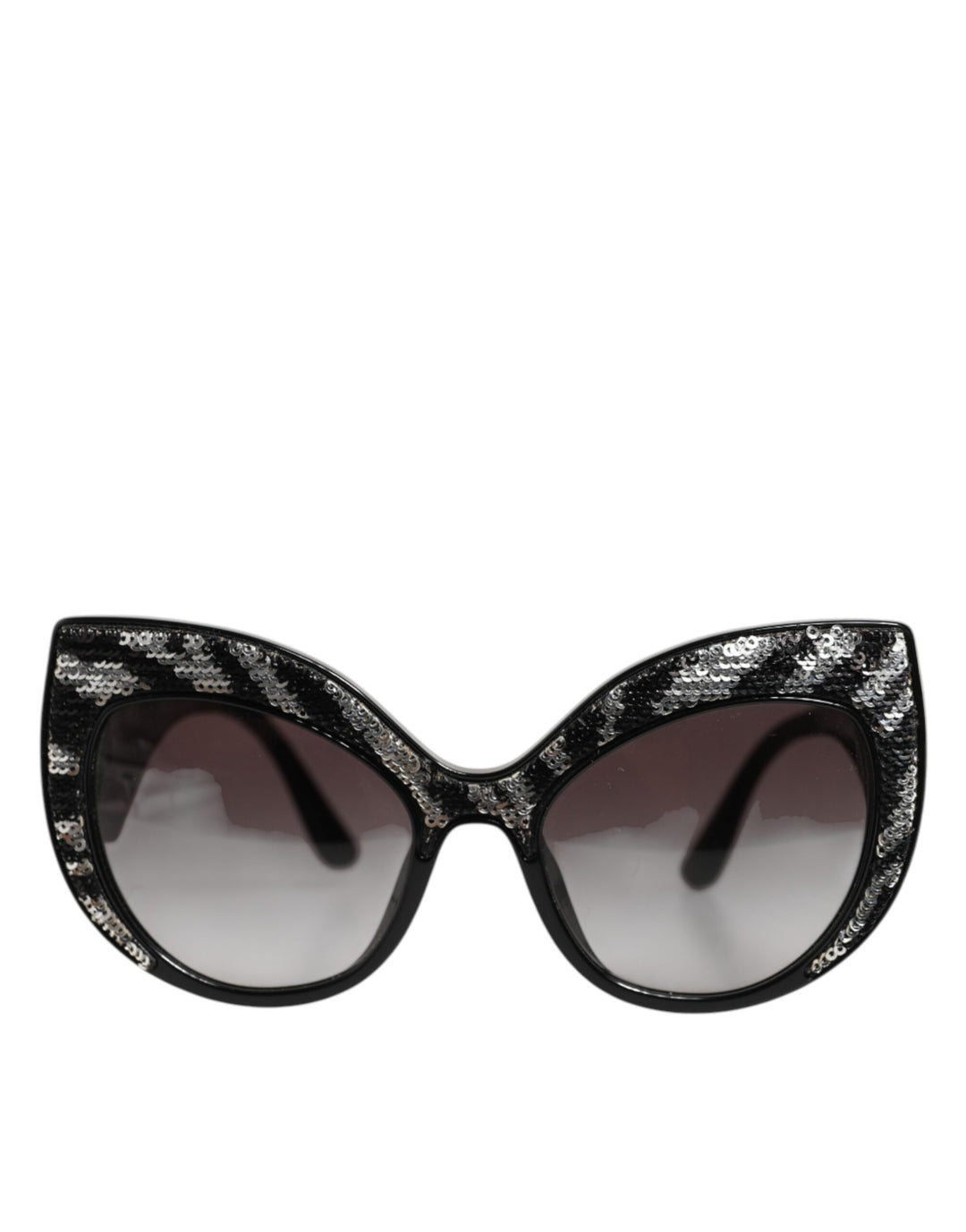 Dolce &amp; Gabbana Black Silver Sequin Butterfly Polarized Sunglasses