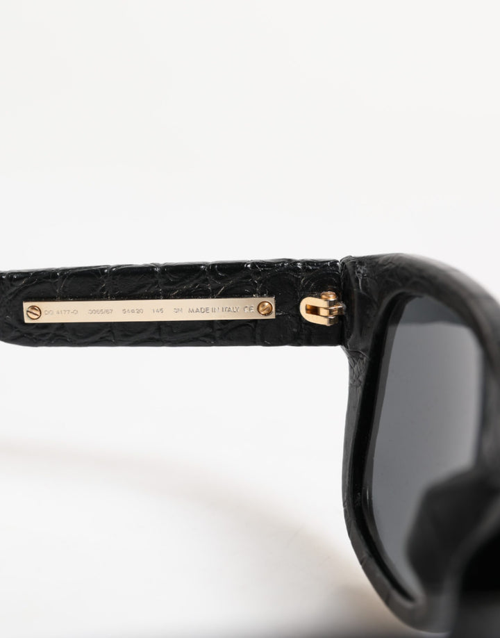 Dolce &amp; Gabbana DG4177 Black Leather Frame Tinted Lens Sunglasses