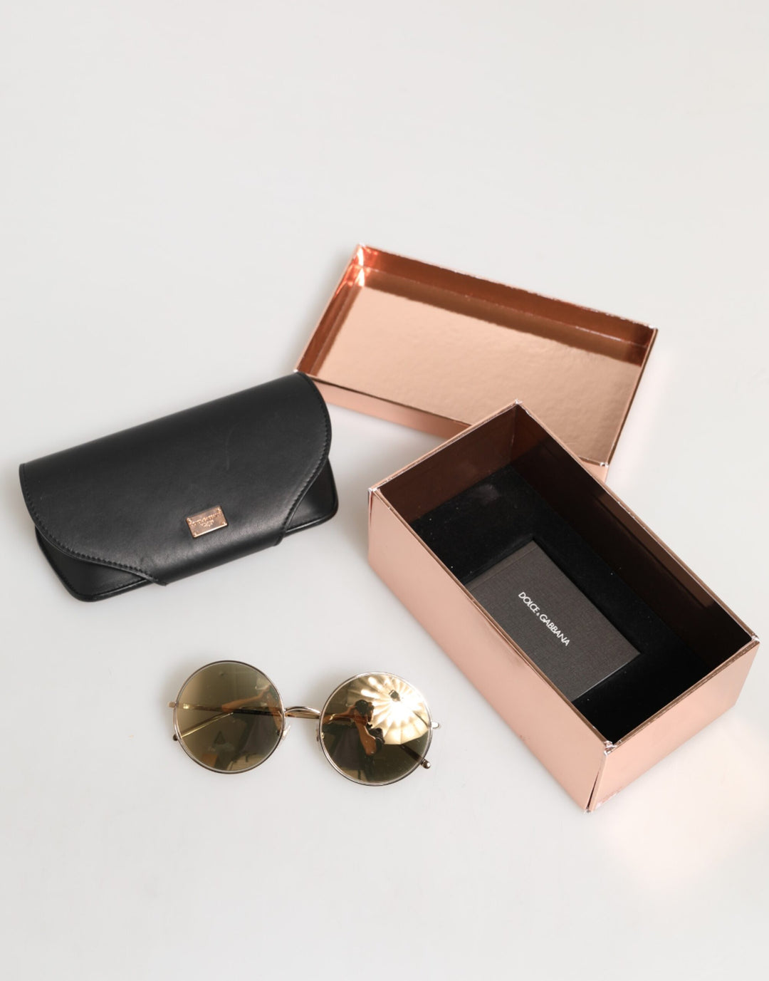 Dolce &amp; Gabbana Gold Metal Round Shades Eyewear Sunglasses