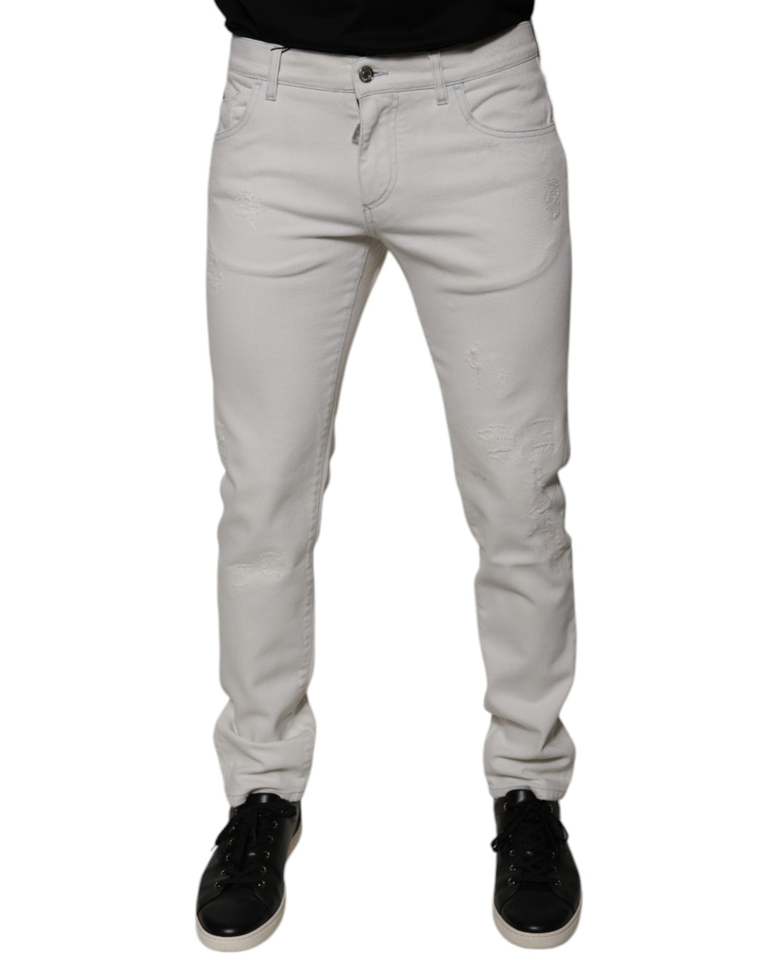 Dolce &amp; Gabbana White Cotton Stretch Skinny Men Denim Jeans
