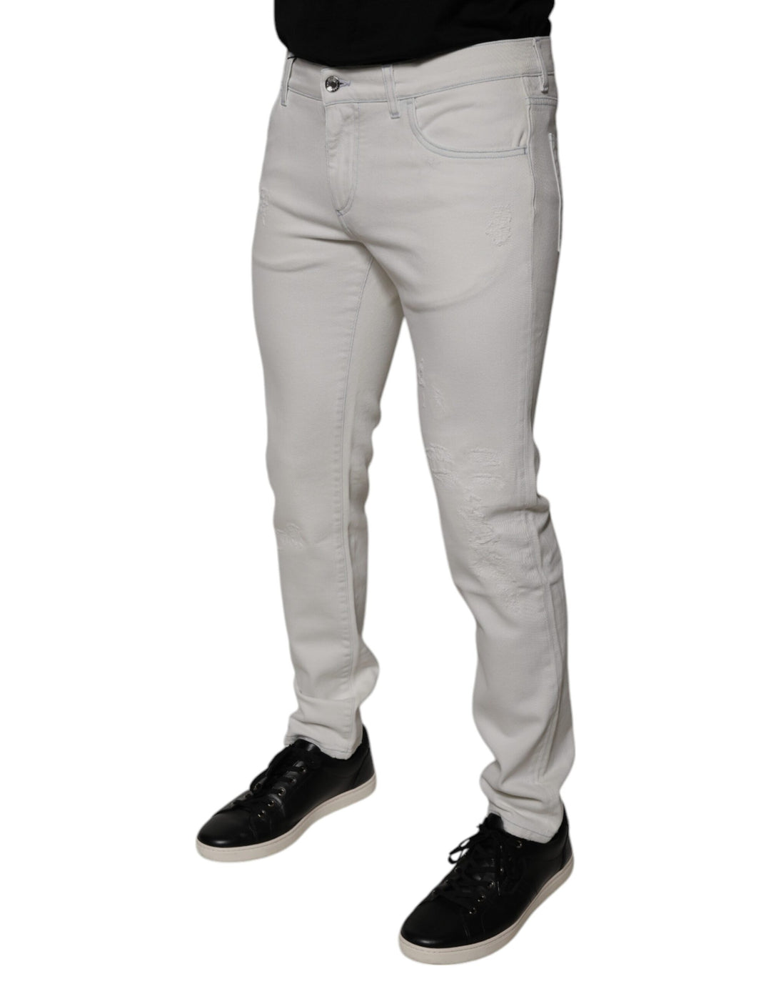 Dolce &amp; Gabbana White Cotton Stretch Skinny Men Denim Jeans