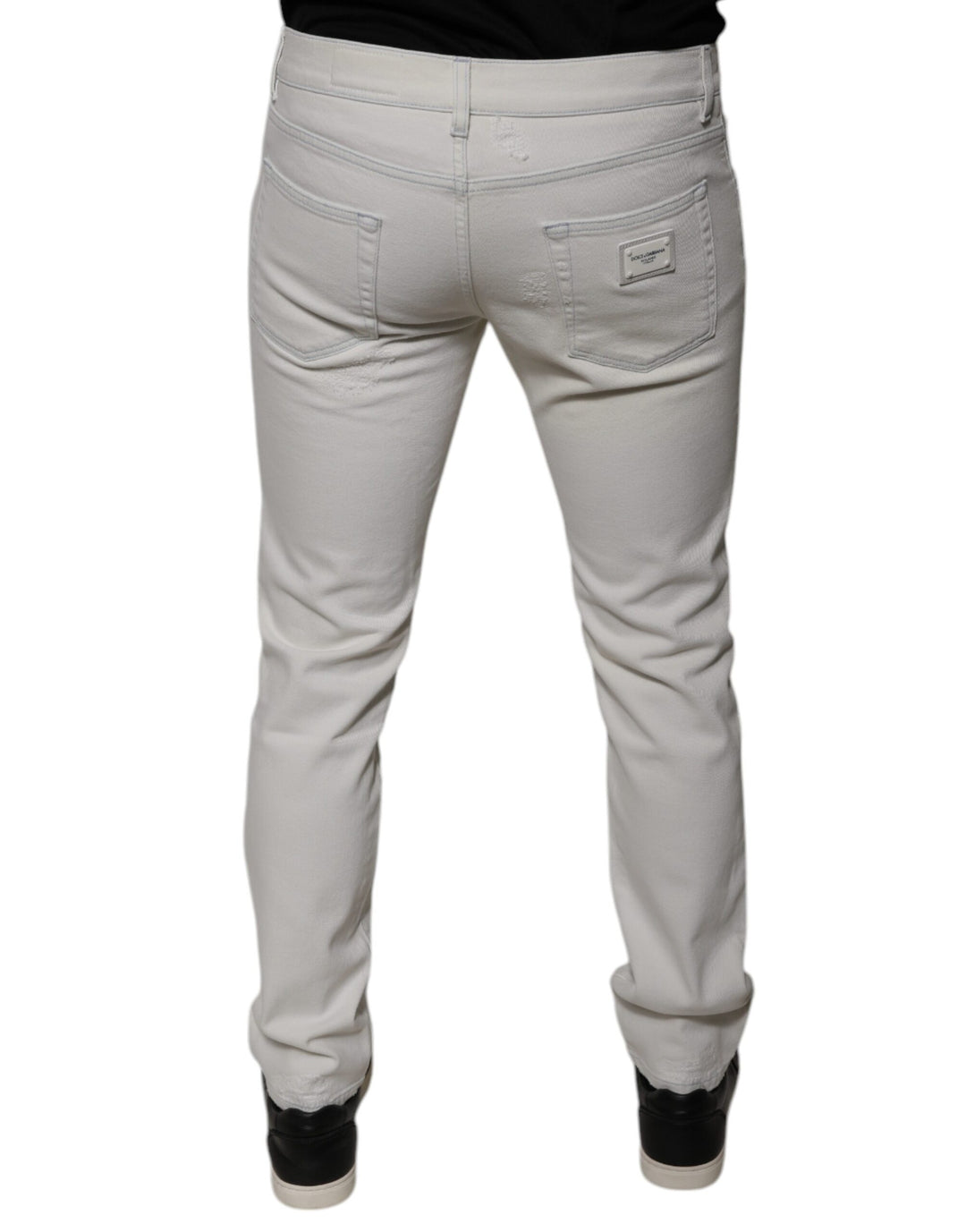 Dolce &amp; Gabbana White Cotton Stretch Skinny Men Denim Jeans