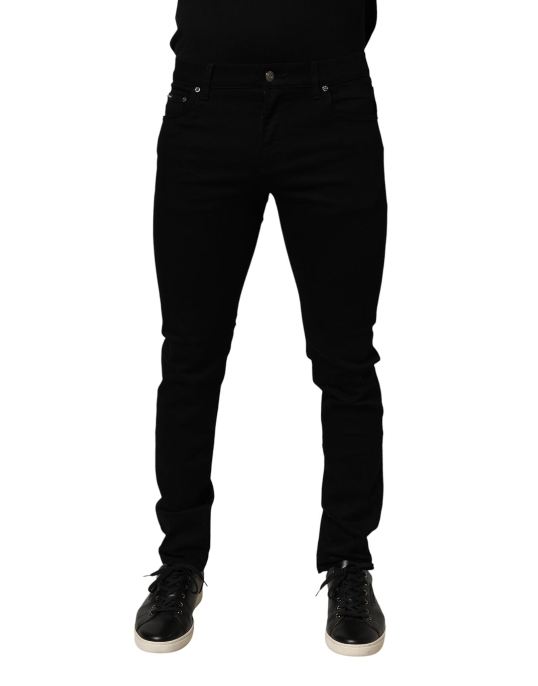 Dolce &amp; Gabbana Black Cotton Stretch Slim Fit Men Denim Jeans