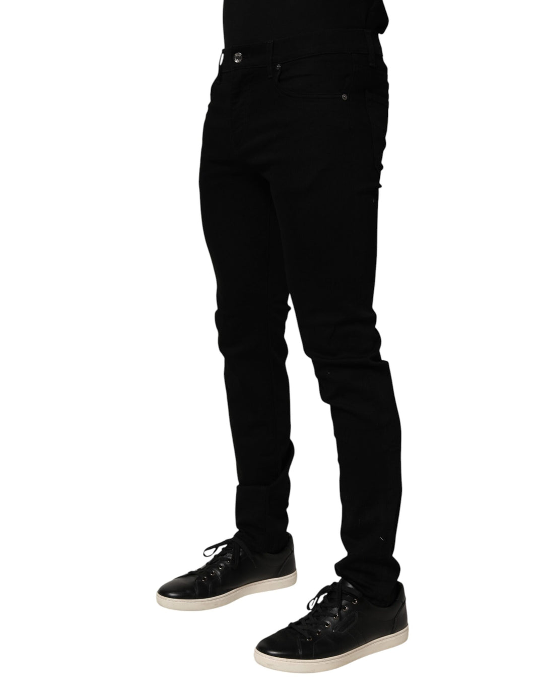 Dolce &amp; Gabbana Black Cotton Stretch Slim Fit Men Denim Jeans