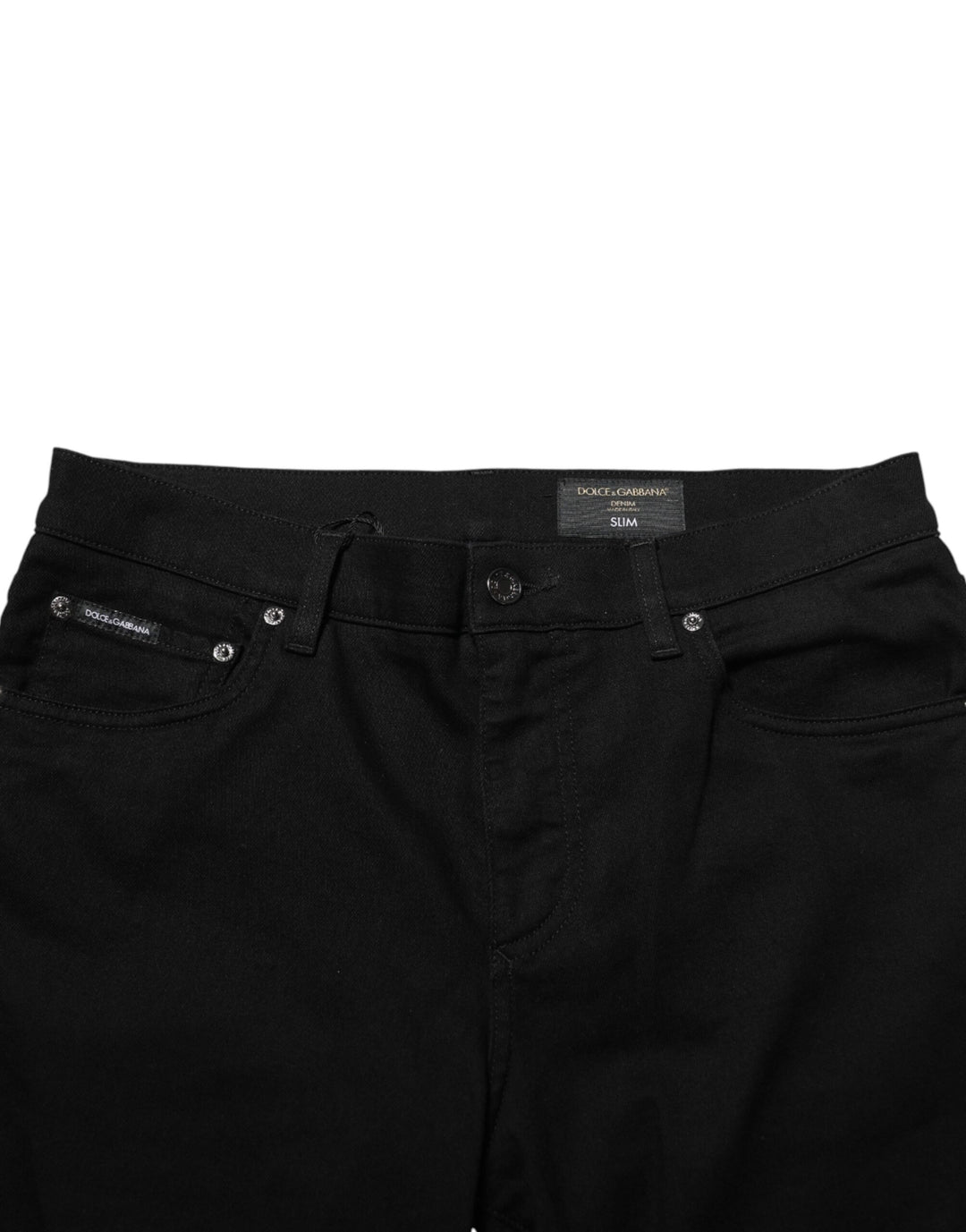 Dolce &amp; Gabbana Black Cotton Stretch Slim Fit Men Denim Jeans