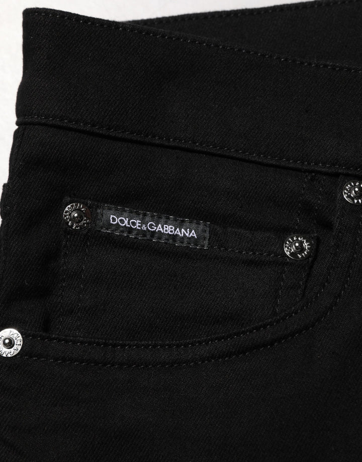 Dolce &amp; Gabbana Black Cotton Stretch Slim Fit Men Denim Jeans