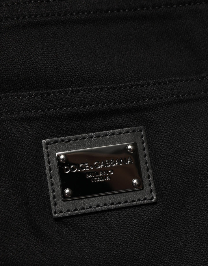 Dolce &amp; Gabbana Black Cotton Stretch Slim Fit Men Denim Jeans