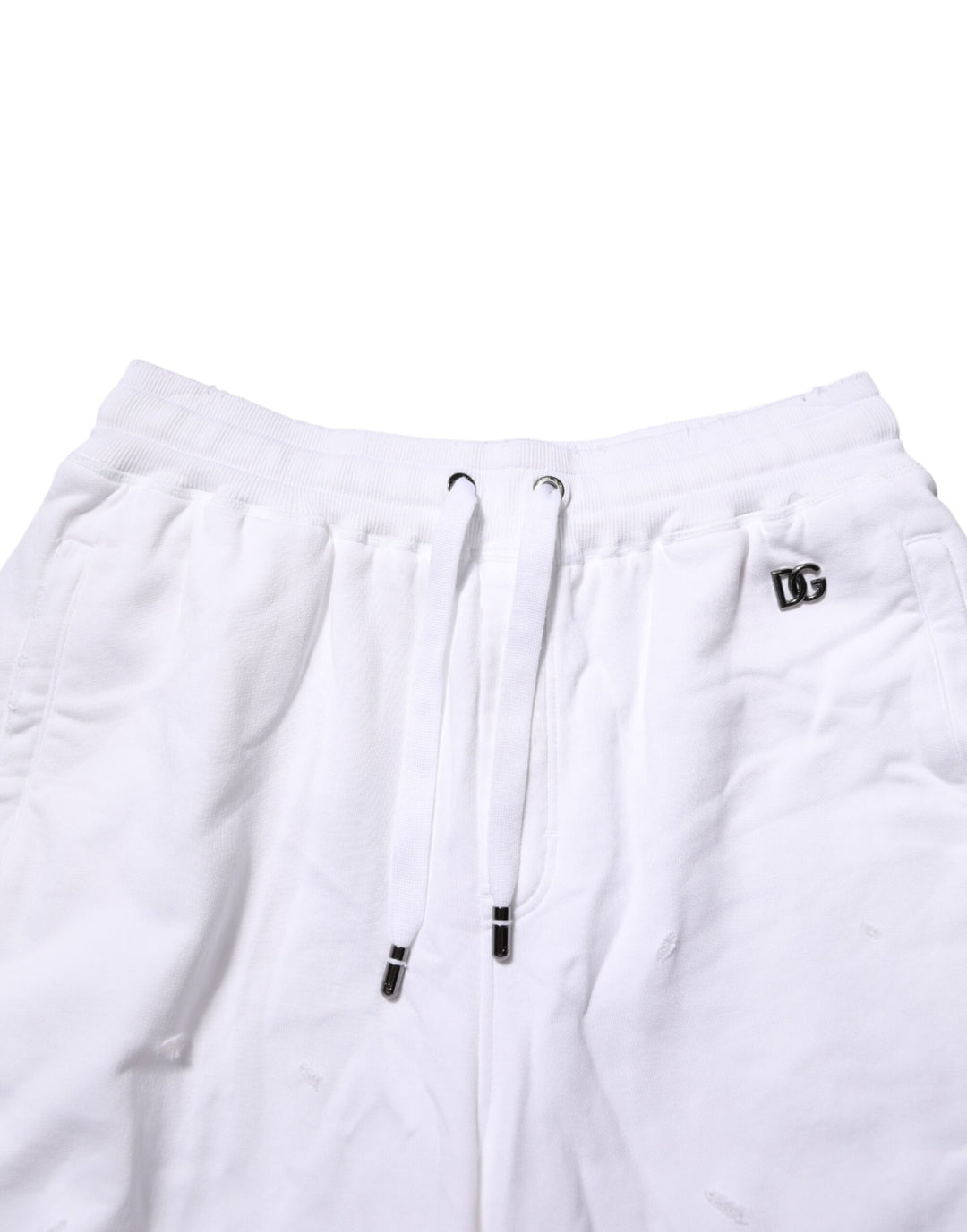Dolce &amp; Gabbana White Distressed Cotton Men Bermuda Shorts