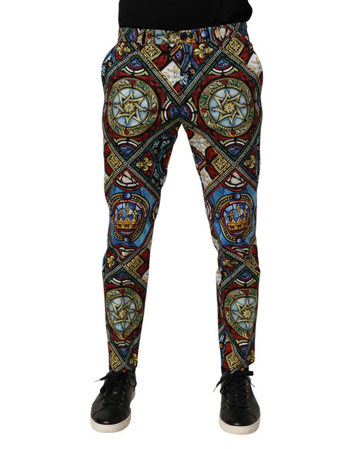 Dolce &amp; Gabbana Multicolor Stained Glass Window Style Print Men Pants
