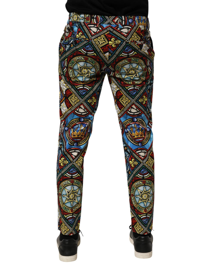 Dolce &amp; Gabbana Multicolor Stained Glass Window Style Print Men Pants
