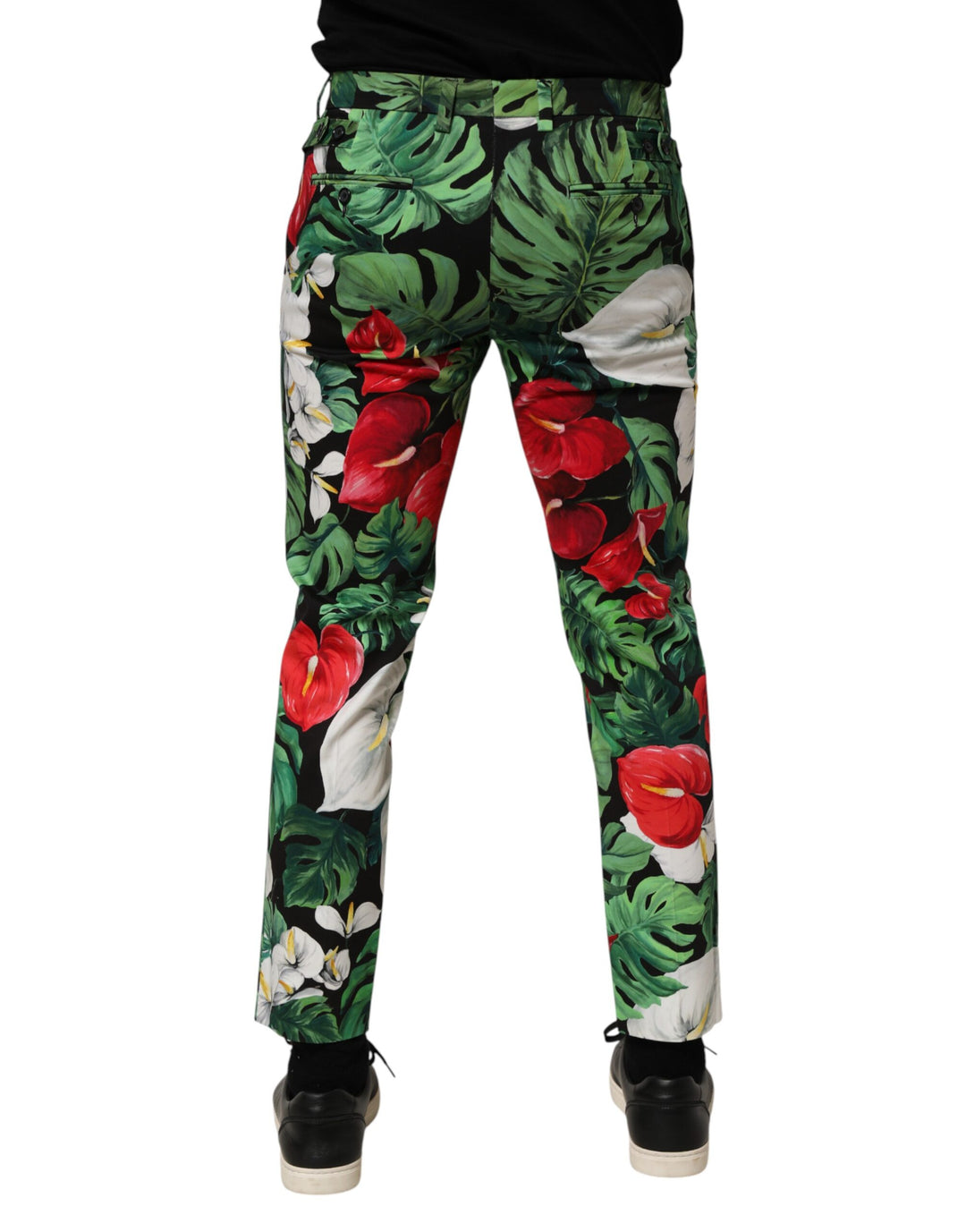 Dolce &amp; Gabbana Multicolor Floral Print Cotton Tapered Pants