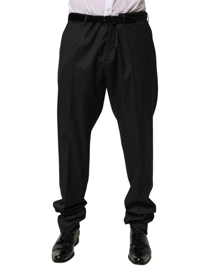Dolce &amp; Gabbana Black Wool Formal Dress Men Trouser Pants