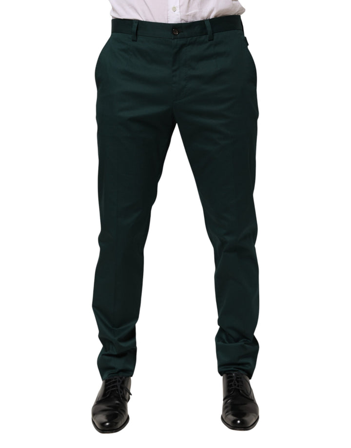 Dolce &amp; Gabbana Green Cotton Formal Dress Men Trouser Pants