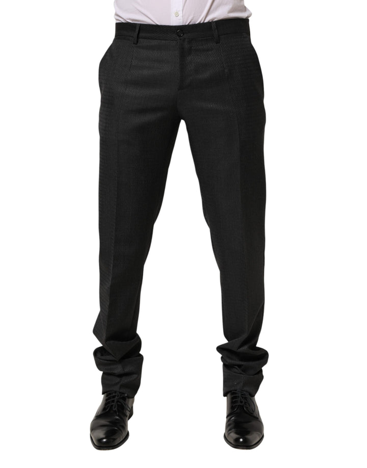 Dolce &amp; Gabbana Black Wool Formal Dress Men Trouser Pants