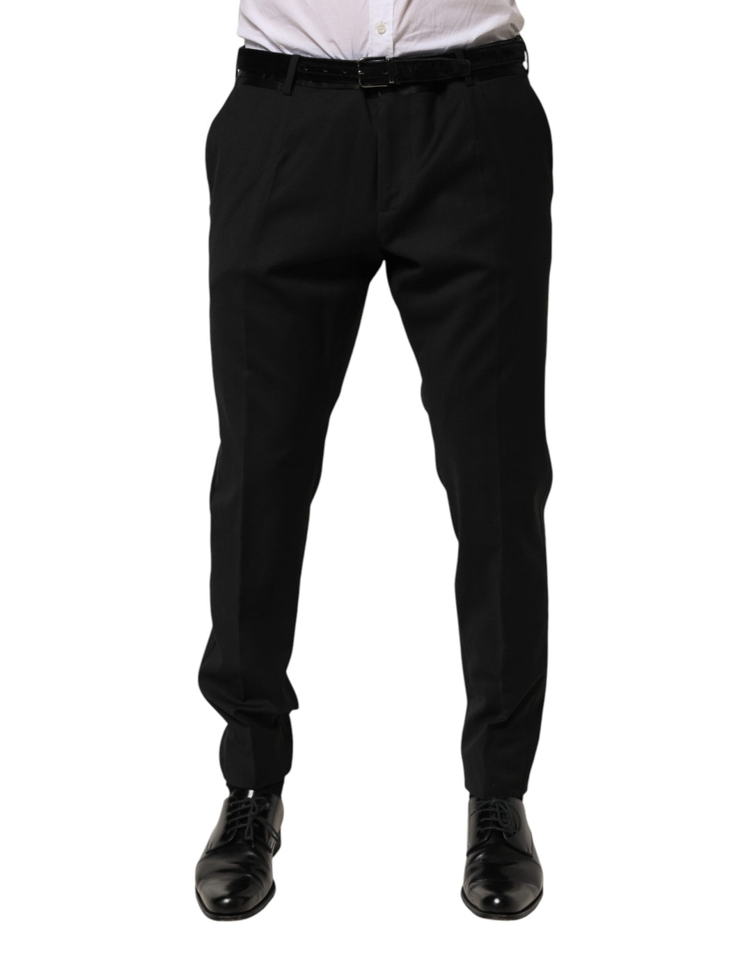 Dolce &amp; Gabbana Black Wool Formal Dress Men Trouser Pants
