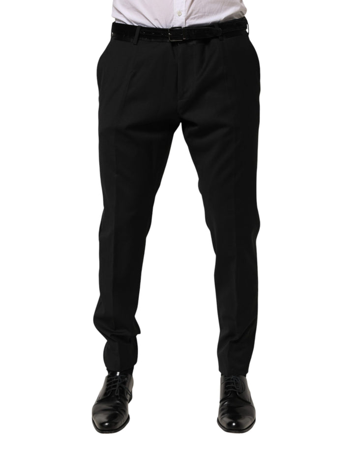 Dolce &amp; Gabbana Black Wool Formal Dress Men Trouser Pants