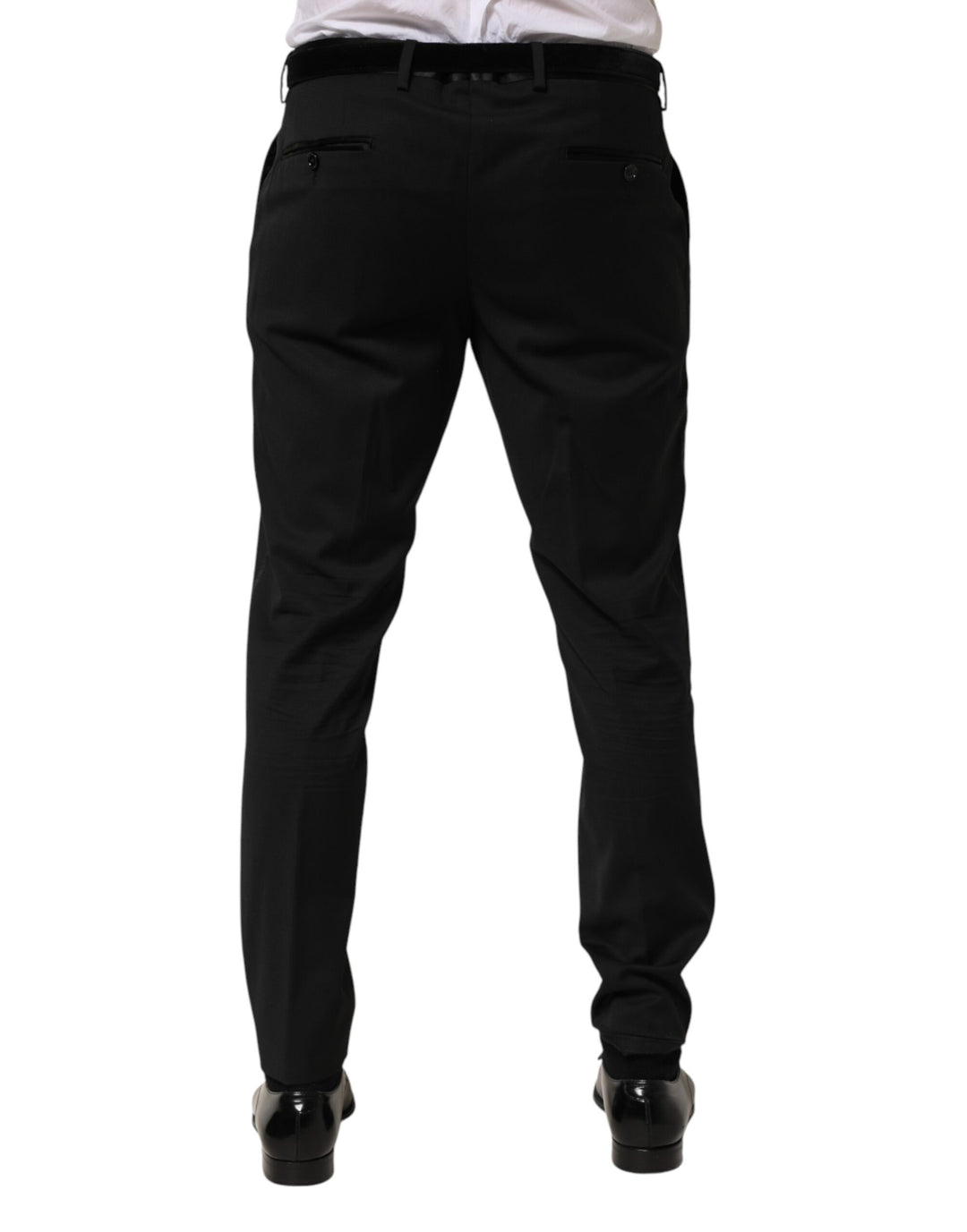 Dolce &amp; Gabbana Black Wool Formal Dress Men Trouser Pants